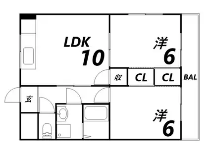 ピュア東姫路(2LDK/3階)の間取り写真