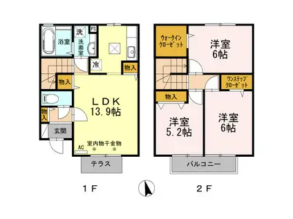 クレアトールK I(3LDK/2階)の間取り写真