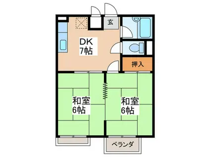 ホワイトコーポA(2DK/2階)の間取り写真