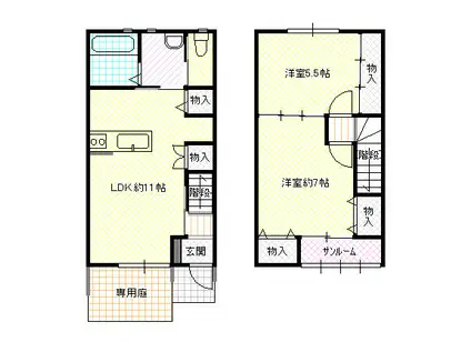 ファイン田中町(2LDK/1階)の間取り写真