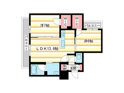 シャーメゾン五位堂(2LDK/2階)の間取り写真