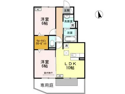 ベルコリーヌ真宮(2LDK/1階)の間取り写真