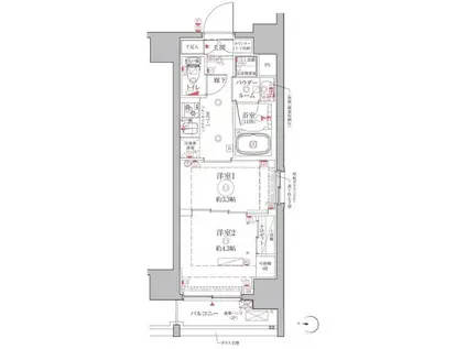 クレイシアIDZ台東竜泉(2K/9階)の間取り写真