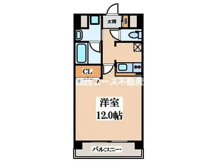 ジュネス花園(1K/4階)の間取り写真