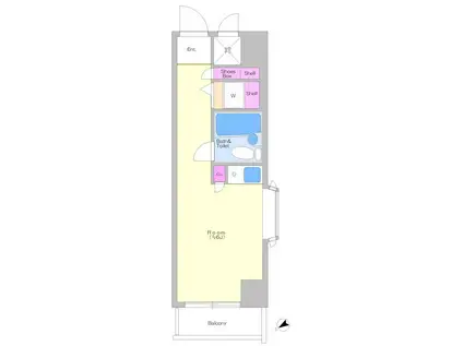 ライオンズマンション川崎第12(ワンルーム/4階)の間取り写真