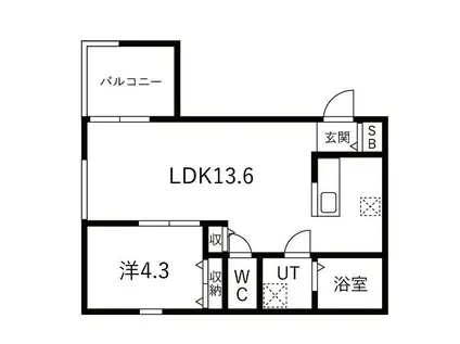 道徳テラス(1LDK/3階)の間取り写真