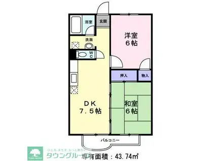 グリーンパーク田園2号(2DK/2階)の間取り写真