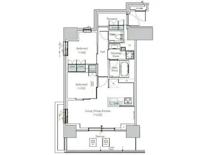 ONE ROOF RESIDENCE NISHI NIPPORI(2LDK/4階)の間取り写真