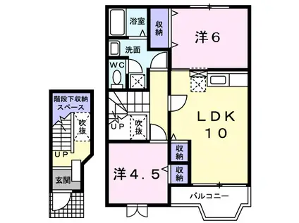 フラワー欠間(2LDK/2階)の間取り写真