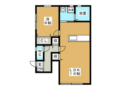 HONEYCOMB TOWN N棟(1LDK/1階)の間取り写真