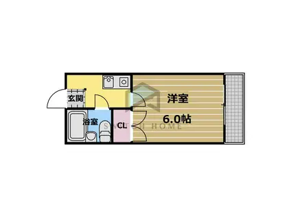 アールエス菱屋西(1K/1階)の間取り写真