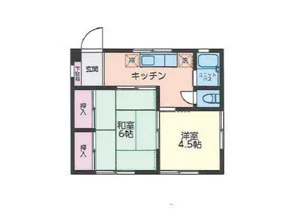 ハイム松岡(2DK/1階)の間取り写真