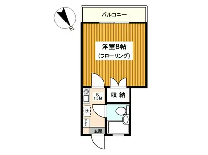 ドリームハイツ三ッ沢II(1K/1階)の間取り写真