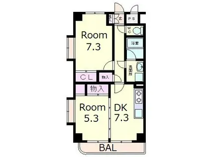 ＪＲ東海道本線 近江八幡駅 徒歩7分 10階建 築26年(2DK/3階)の間取り写真