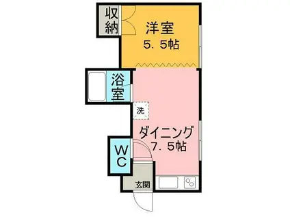 ちょこれいとぱふぇB(1DK/2階)の間取り写真