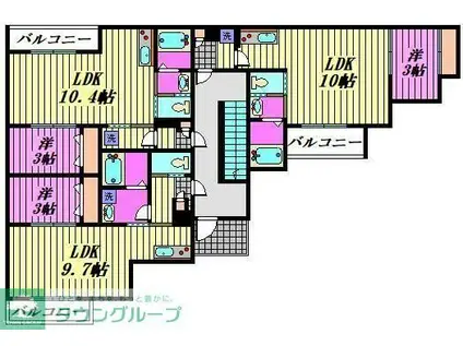 MARK DUO岩槻(1LDK/3階)の間取り写真
