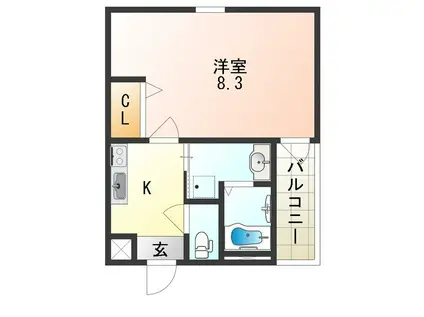 フジパレス杉本町駅西II番館(1K/3階)の間取り写真