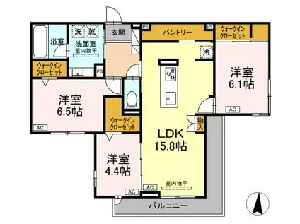 セレスティア檀溪通(3LDK/3階)の間取り写真