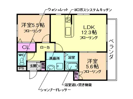 クレールモンターニュW(2LDK/1階)の間取り写真