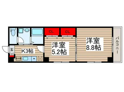 レジデンスカープ茂原(2K/4階)の間取り写真