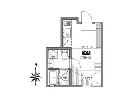 ソシガヤテラスS 1F(ワンルーム/1階)の間取り写真