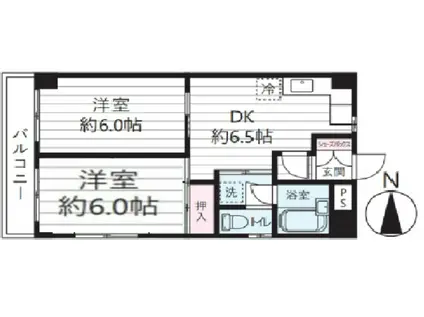 アーバンハウス宮地(2DK/4階)の間取り写真