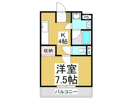 やまみマンション(1K/2階)の間取り写真