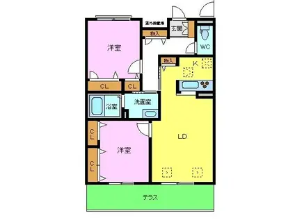 シャーメゾン里丘(2LDK/2階)の間取り写真