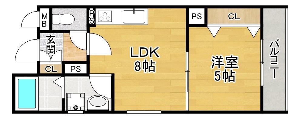 クリエオーレ磯島元町(1LDK/1階)の間取り写真