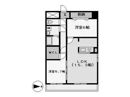 GRANDUKE丸田町(2LDK/4階)の間取り写真