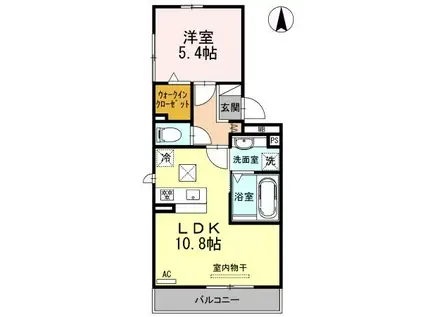 ルミエールこがね(1LDK/1階)の間取り写真