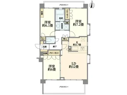 グランフォルム横濱白楽(3LDK/4階)の間取り写真