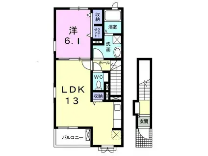 ラフレシールI(1LDK/2階)の間取り写真