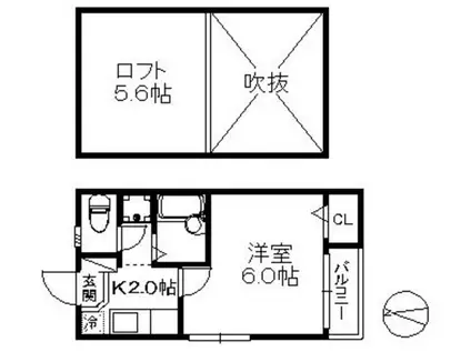 ドリームパレス別府(1K/2階)の間取り写真