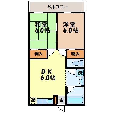 椿谷ビル(2DK/2階)の間取り写真
