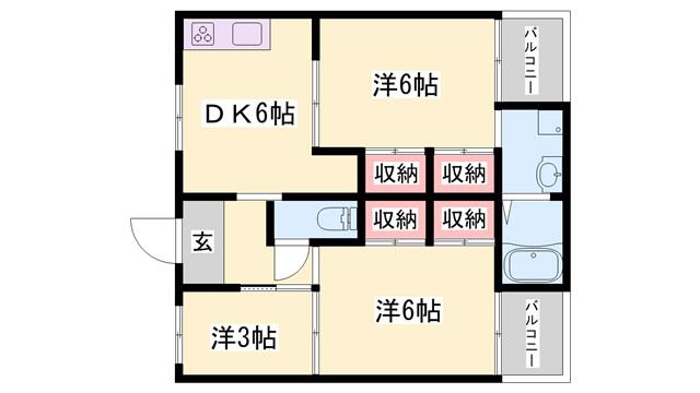 ビレッジハウス野村(3DK/2階)の間取り写真