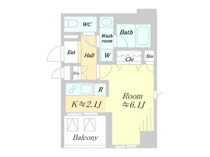 グローリオシェルト飯田橋(ワンルーム/10階)の間取り写真