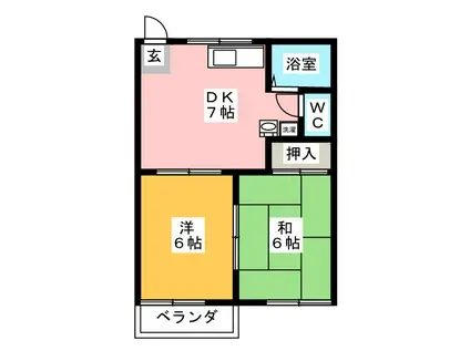 サンベルテ(2DK/2階)の間取り写真