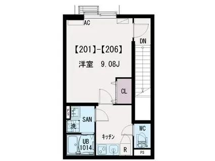 イクシオ江北(1K/2階)の間取り写真