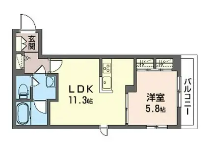 EL CEREZO 根津(1LDK/2階)の間取り写真