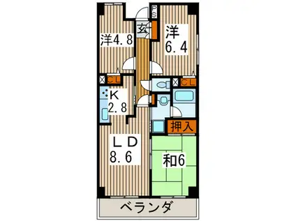 ツインズ浦和(3LDK/2階)の間取り写真