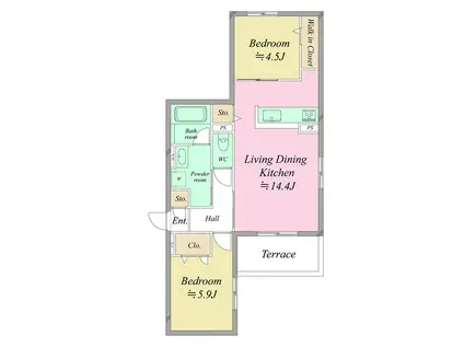 堺市西区鳳西町一丁共同PJ(2LDK/1階)の間取り写真