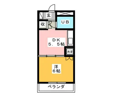 ラポール横割(1DK/4階)の間取り写真