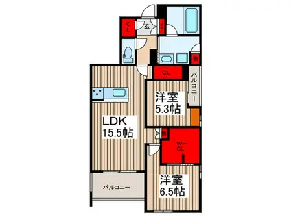 ロスマリーノ 東川口(2LDK/2階)の間取り写真