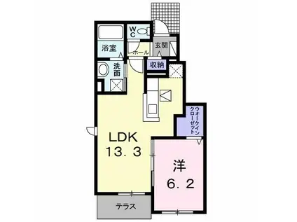 アバンツァートI(1LDK/1階)の間取り写真