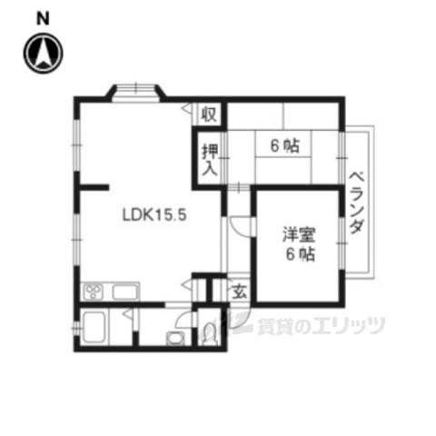 サンビレッジ池之宮A棟(2LDK/1階)の間取り写真