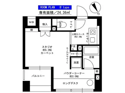 グランドコンシェルジュ藤沢(1K/6階)の間取り写真