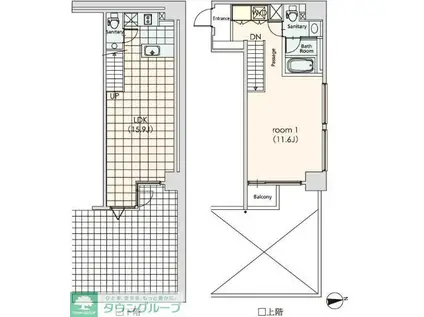 カスタリア芝公園(1LDK/1階)の間取り写真