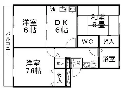 ロイヤルガーデンA棟(3DK/3階)の間取り写真