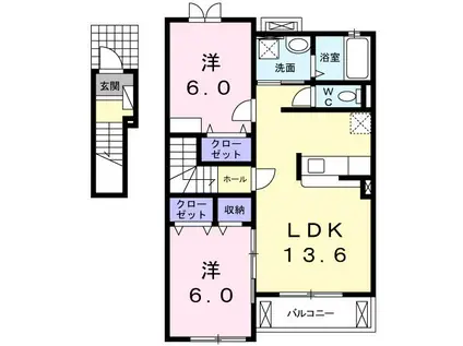 ベルドゥジュール(2LDK/2階)の間取り写真